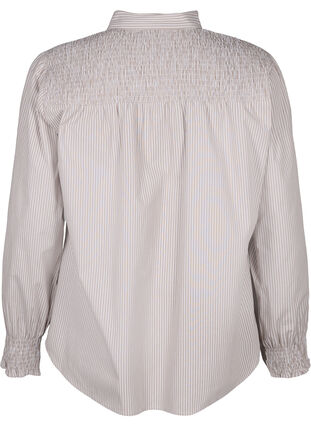 Zizzi Randig skjorta med smock, Silver Mink Wh. St., Packshot image number 1