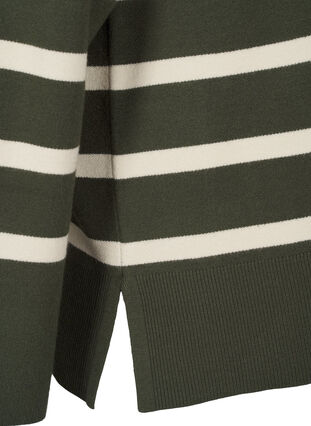 Zizzi Randig stickad blus med rund hals, D. Bag Birch Stripe, Packshot image number 3