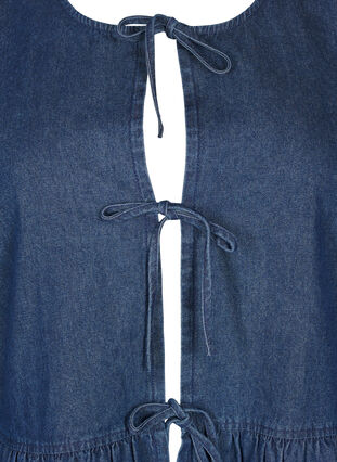 Zizzi Peplum blus i denim med knytband, Dark Blue Denim, Packshot image number 2