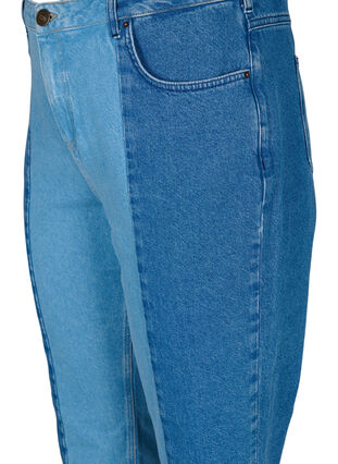 Zizzi Croppade Vera jeans med colour block, Blue denim, Packshot image number 2