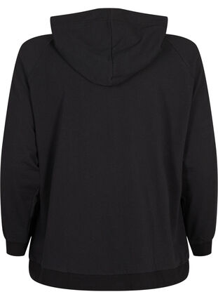 Zizzi Kofta i sweatshirt material med huva och fickor, Black, Packshot image number 1