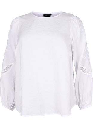 Zizzi Blus i TENCEL™ Modal med broderidetaljer, Bright White, Packshot image number 0