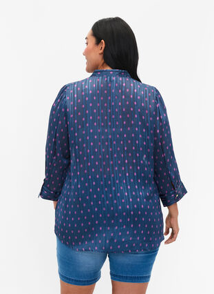 Zizzi Skjortblus med prickar , Vintage Indigo Dot, Model image number 1