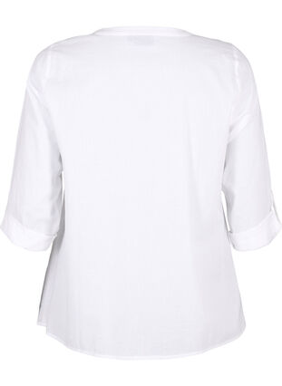 Zizzi FLASH – Skjorta med virkad detalj, Bright White, Packshot image number 1