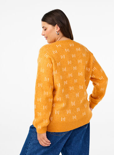 Zizzi Mönstrad pullover, Yam Birch Comb, Model image number 1