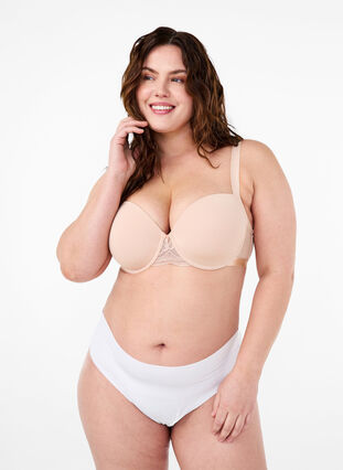 Zizzi Formgjuten BH med mesh, Nude, Model image number 4