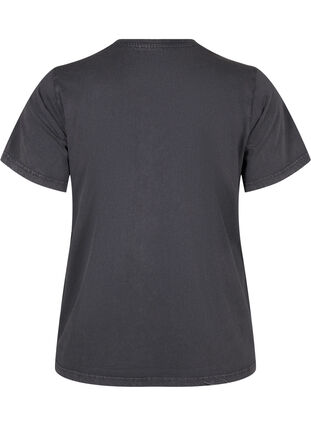 Zizzi T-shirt i ekologisk bomull med tryck, D.Grey Wash W. Flok, Packshot image number 1