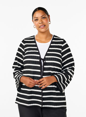 Zizzi Kofta med knytband, Black White stripe, Model image number 0