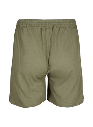 Zizzi Lösa shorts i bomulls- och linneblandning, Deep Lichen Green, Packshot image number 1
