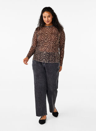 Zizzi Meshblus med leopardmönster, LEO AOP, Model image number 2