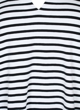 Zizzi Bomulls t-shirt med ränder och v-ringning, B. White/Bl. Stripes, Packshot image number 2