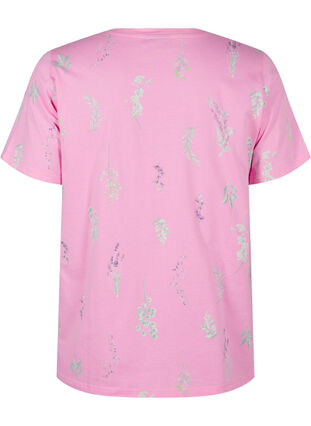 Zizzi T-shirt i ekologisk bomull med blommigt tryck, Rosebloom W. Flower, Packshot image number 1