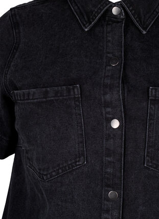 Zizzi Lång jeansskjorta med korta ärmar, Grey Washed, Packshot image number 2