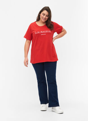 Zizzi T-shirt från FLASH med tryck, High Risk Red, Model image number 2