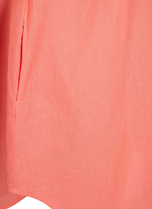 Zizzi Kortärmad tunika i bomullsblandning med linne, Living Coral, Packshot image number 3