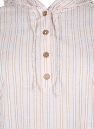 Zizzi Tunika med huva i bomull och linne, Wh. Sandshell Stripe, Packshot image number 2