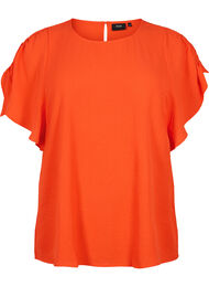 Kortärmad blus med rynkor, Orange.com