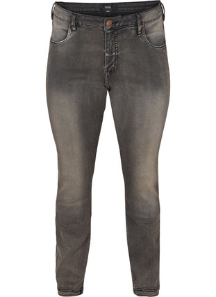 Zizzi Slim fit Emily jeans med normalhög midja, Dark Grey Denim, Packshot image number 0