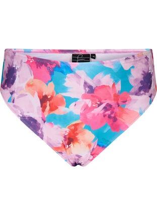 Zizzi Bikinitrosa med tryck och hög midja, Pink Flower, Packshot image number 0