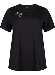 T-shirt i ekologisk bomull med rosettdetalj, Black