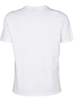 Zizzi T-shirt med rund hals och strasstenar, Bright White, Packshot image number 1