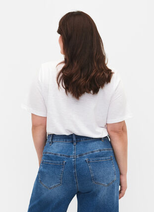Zizzi V-ringad bas t-shirt med korta ärmar, Bright White, Model image number 1