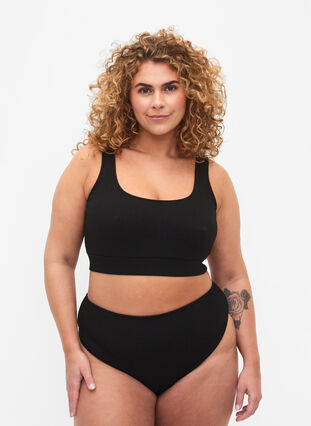 Zizzi Bikinitrosa med crepestruktur, Black, Model image number 0