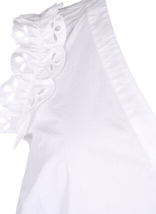 Zizzi Ärmlös bomullstopp med volanger, Bright White, Packshot image number 3