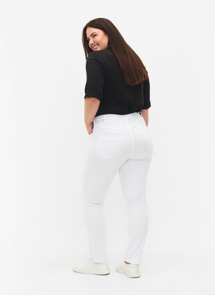 Zizzi Slim fit Emily jeans med normalhög midja, White, Model image number 1