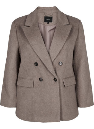 Zizzi Ullblazer med borstad struktur, Desert Taupe Mel., Packshot image number 0