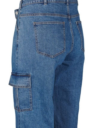 Zizzi Cargojeans med hög midja, Blue Denim, Packshot image number 3