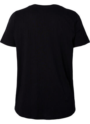 Zizzi T-shirt med jultryck och paljetter, Black w. Wine, Packshot image number 1