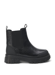 Wide fit – Croco Chelsea-stövel i läder, Black