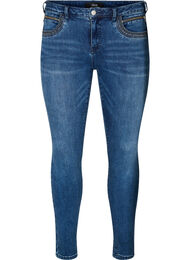 Superslimmade Sanna-jeans med nitdetaljer, Blue Denim