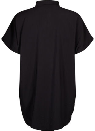 Zizzi Lång viskosskjorta med korta ärmar, Black, Packshot image number 1