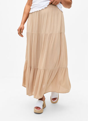 Zizzi Lång kjol med resår i midjan, Nomad, Model image number 2