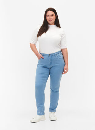 Zizzi Slim fit Emily jeans med normalhög midja, Ex Lt Blue, Model image number 0
