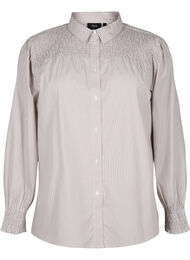 Randig skjorta med smock, Silver Mink Wh. St.