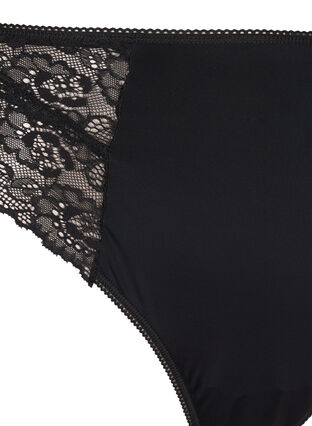 Zizzi G-string i mikrofiber med spets, Black, Packshot image number 2