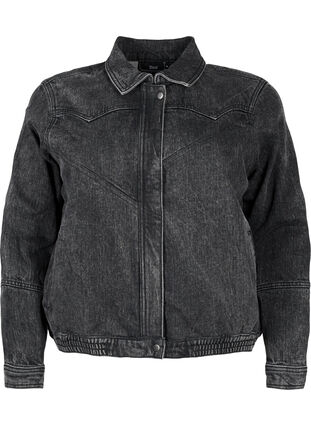 Zizzi Jeansjacka med dold dragkedja, Dark Grey Denim, Packshot image number 0