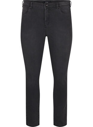 Zizzi Amy jeans med hög midja och super slim fit, Dark Grey Denim, Packshot image number 0