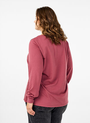 Zizzi Sweatshirt med spetsdetaljer, Rose Brown, Model image number 1