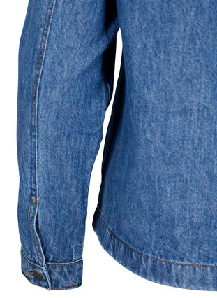 Zizzi Skjortjacka i denim med fickor, Blue Denim, Packshot image number 4