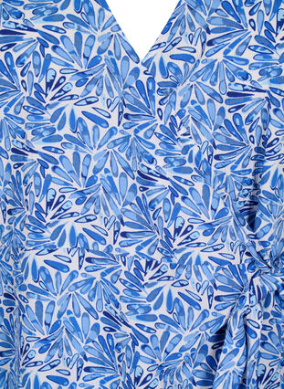 Zizzi FLASH – Kortärmad omlottklänning, White Blue AOP, Packshot image number 2