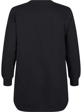 Zizzi Tunika i sweatshirttyg med metalldetaljer, Black, Packshot image number 1