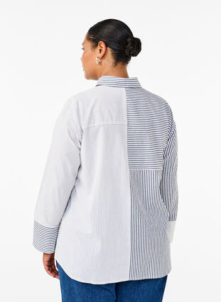 Zizzi Långärmad skjorta med ränder, Lava Smoke Stripe, Model image number 1