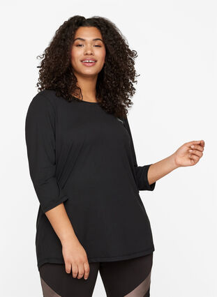 Zizzi Träningsblus med trekvartsärm, Black, Model image number 0