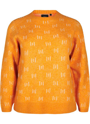 Zizzi Mönstrad pullover, Yam Birch Comb, Packshot image number 0