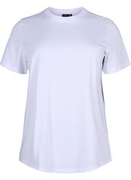 Enkel t-shirt i bomull med rund halsringning, Bright White, Packshot