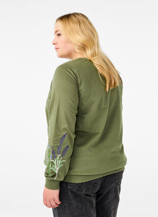 Zizzi Sweatshirt med broderade blommor, D. L. Green W. emb., Model image number 1